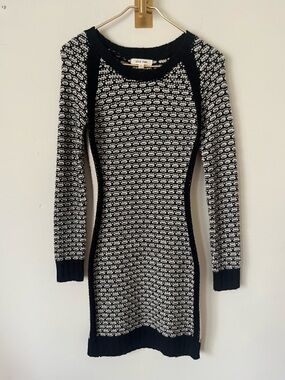 Pink Rose Black and Cream minimalist old money casual neutral Long Sleeve Dress